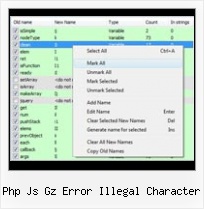 Yuicompressor Python Port php js gz error illegal character